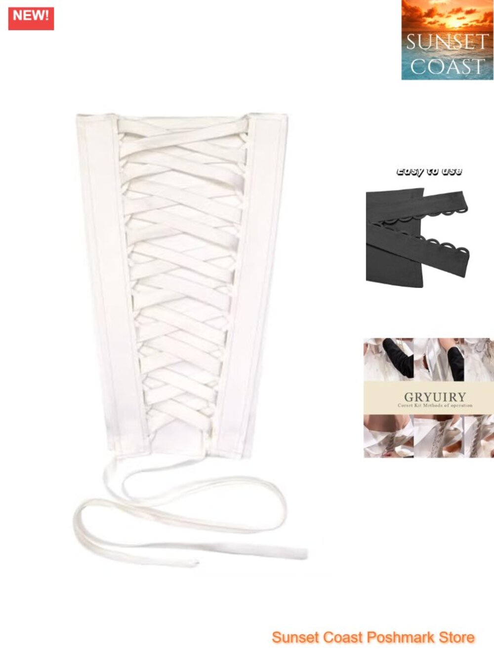 4PCS Satin Corset Back Kit Zipper Replacement Wedding Dress Extender Adjustable